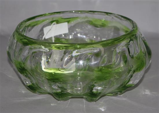 A green Whitefriars bowl